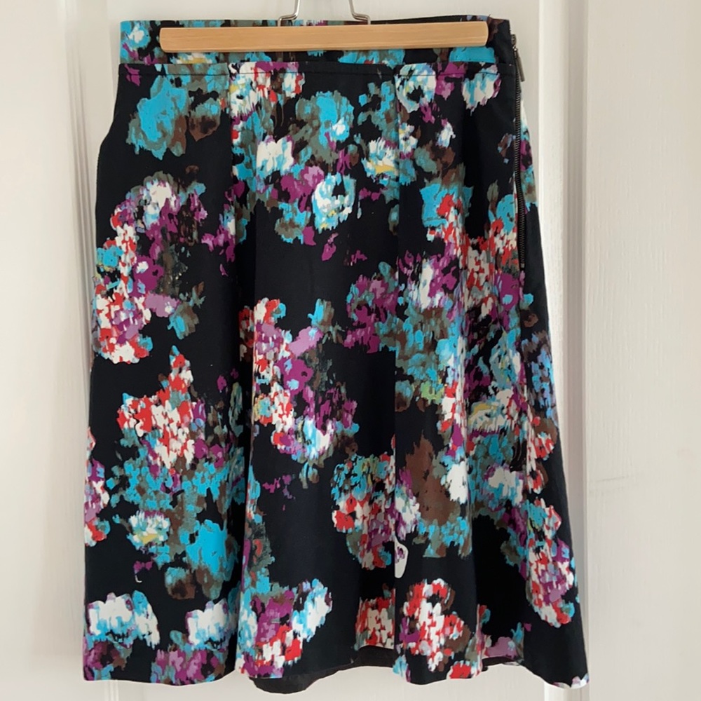 Mario Serrano Floral Pleated A-line Skirt
